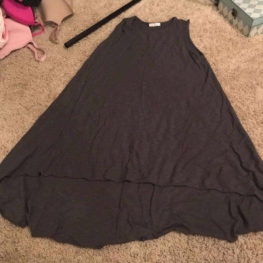 grey flowy dress high front low back